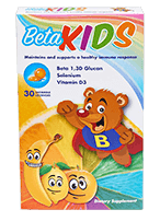 Box of beta kids with beta bear and fruit flavors